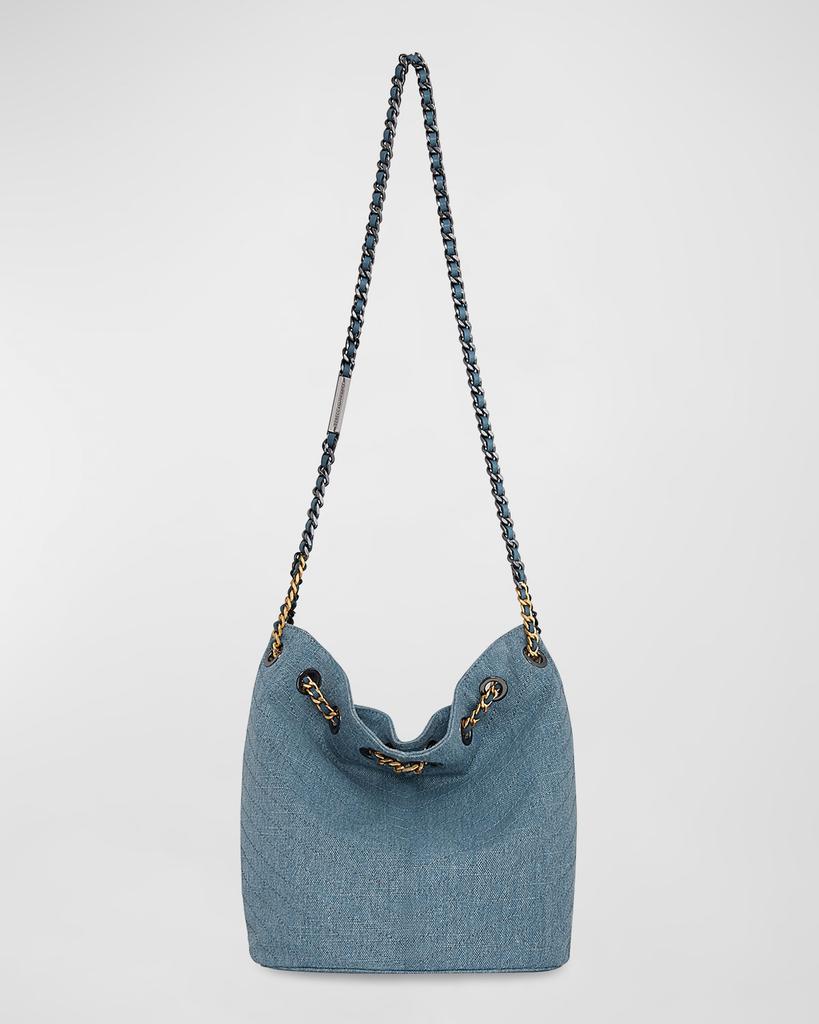 Rebecca Minkoff Chain Drawstring Denim Bucket Bag