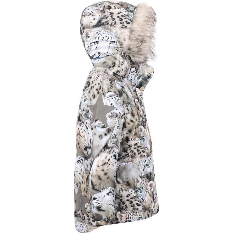 Molo Winter leopards print parka with fur trim 2