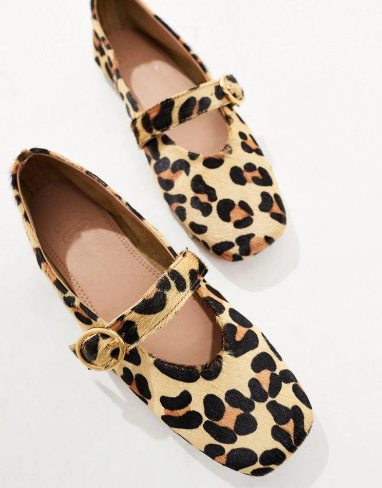 ASOS ASOS DESIGN Luxe Premium Leather Mary Jane ballet in Leopard 2