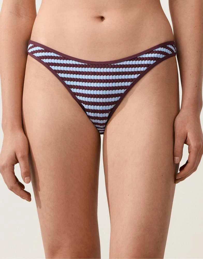 OYSHO OYSHO Two-tone textured stripe medium-coverage bikini briefs in purple