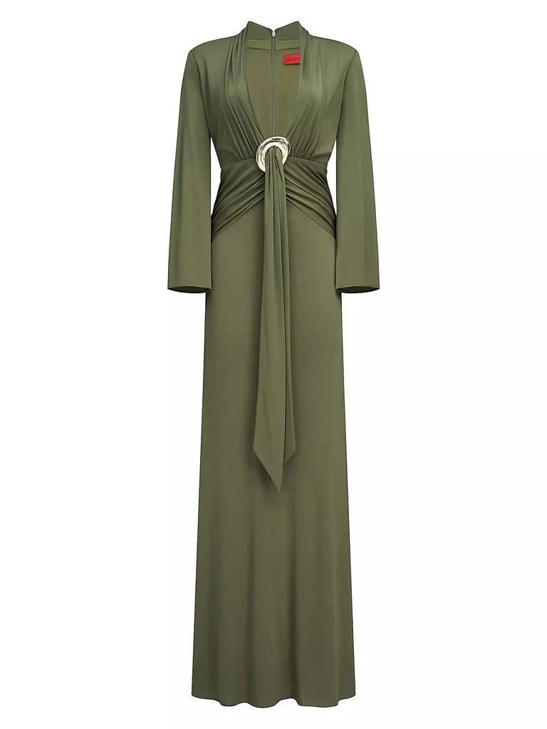 HALSTON Ahano Jersey Plunge Gown 1