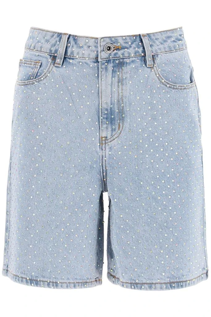 Self Portrait Denim Bermuda Shorts With Rhin 1