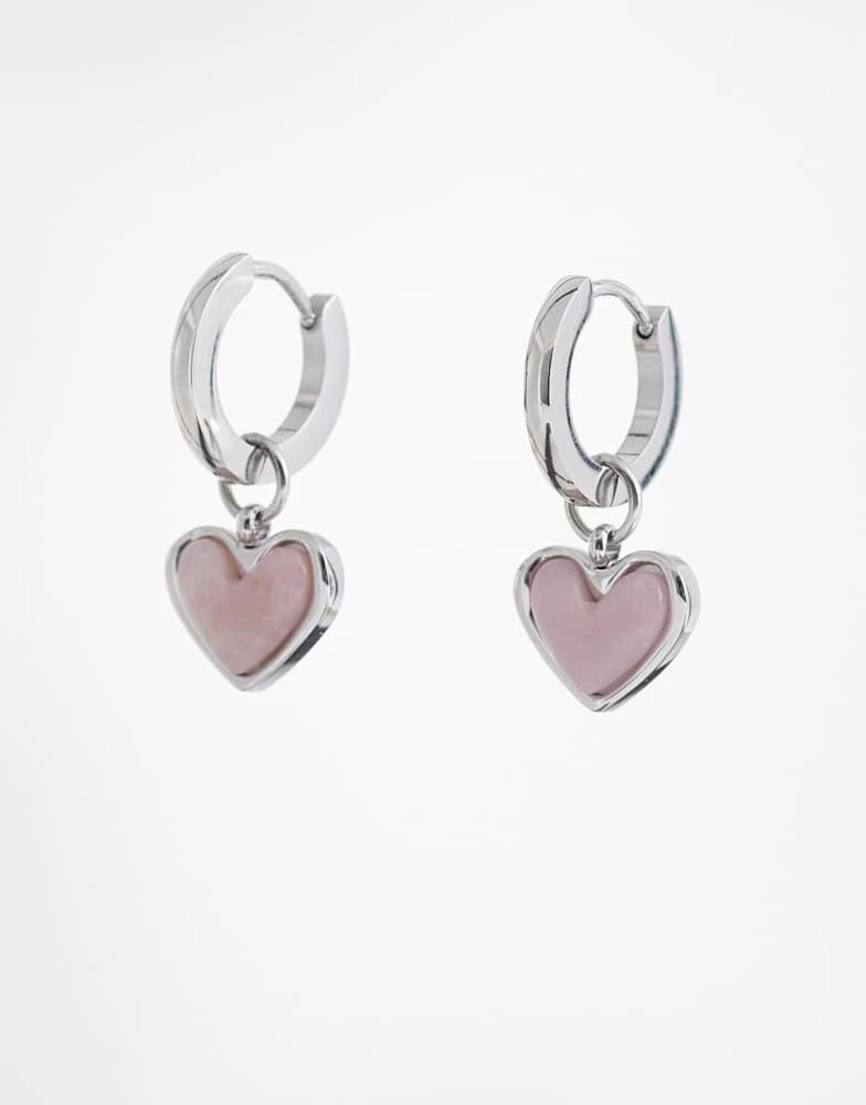 Abbott Lyon Abbott Lyon pale pink opal heart huggie hoop earring in silver
