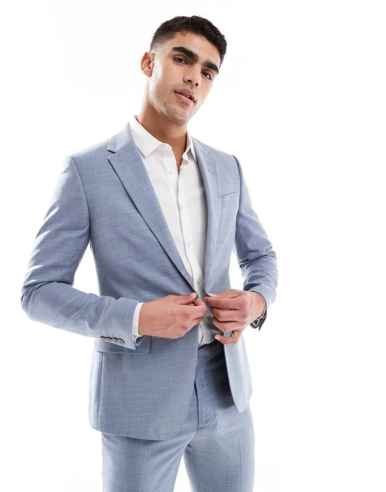 River Island River Island skinny suit jacket in light blue 1