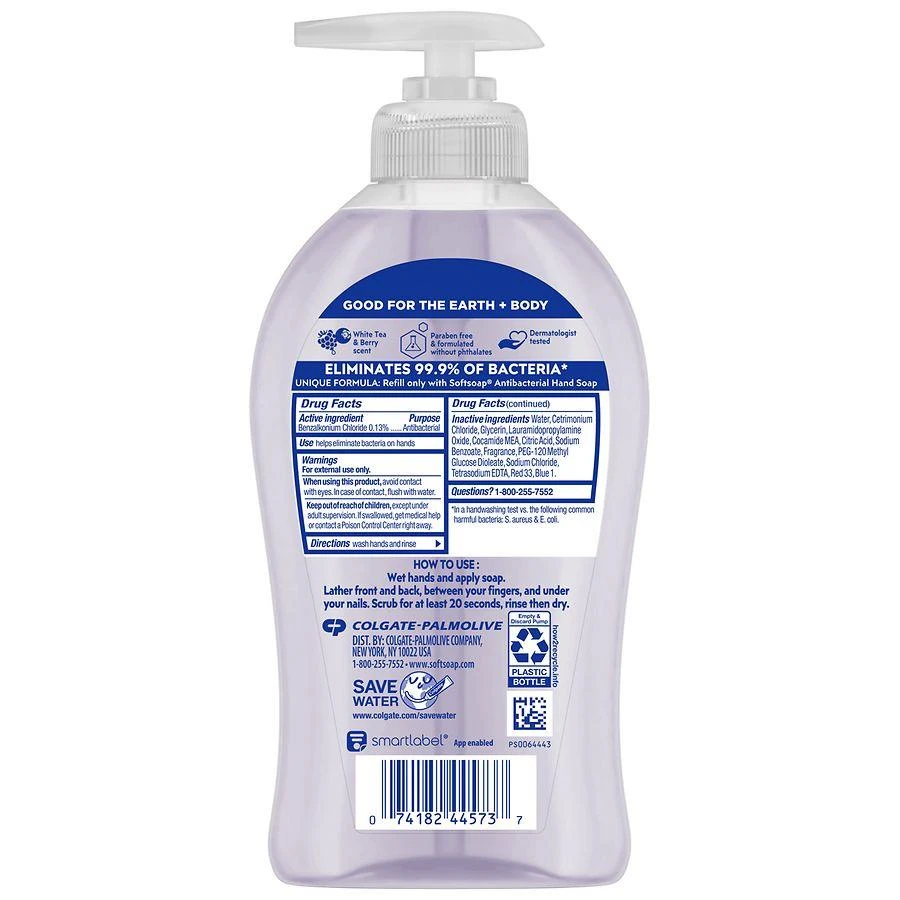 Softsoap Antibacterial Liquid Hand Soap Pump White Tea & Berry 2