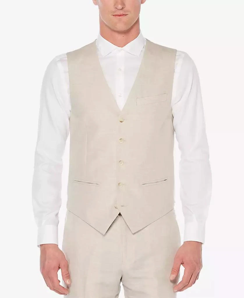 Perry Ellis Men's Linen Herringbone Vest