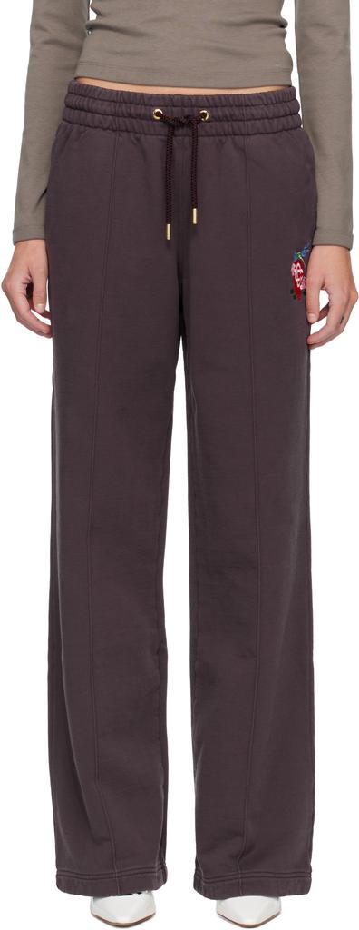 Casablanca Purple Dragonfly Floral Open Hem Sweatpants