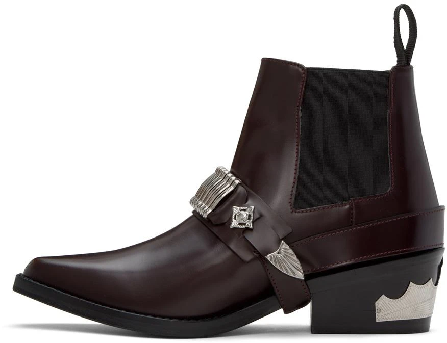 Toga Pulla Burgundy Ankle Strap Chelsea Boots 3
