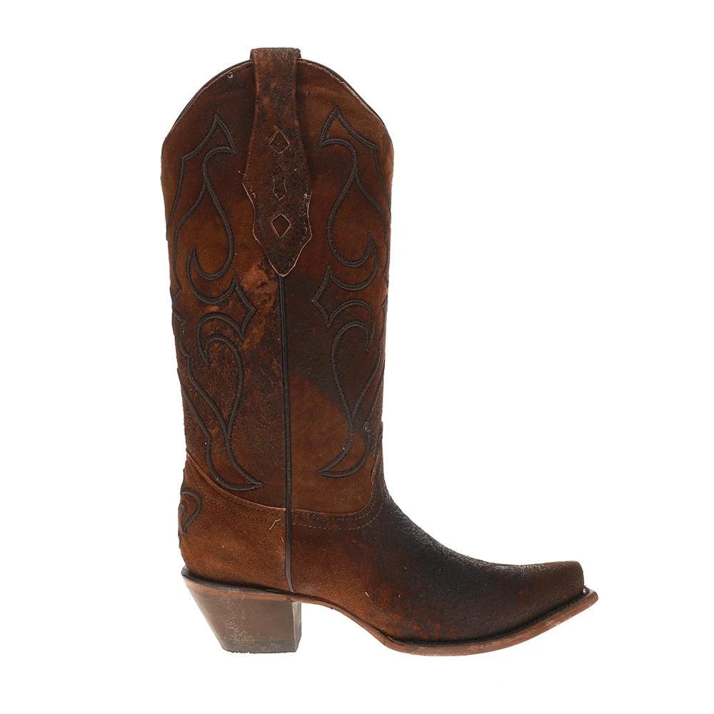 Corral Boots Embroidery Brown Lamb Snip Toe Cowboy Boots