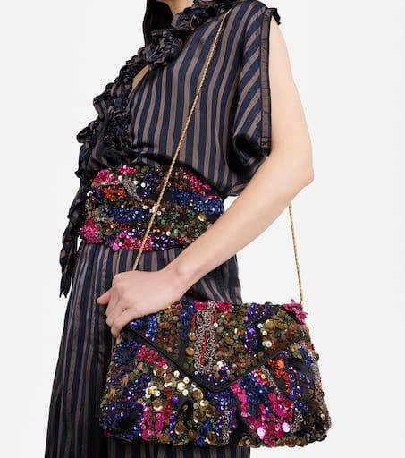 Dries Van Noten Envelope Medium sequined satin clutch 6