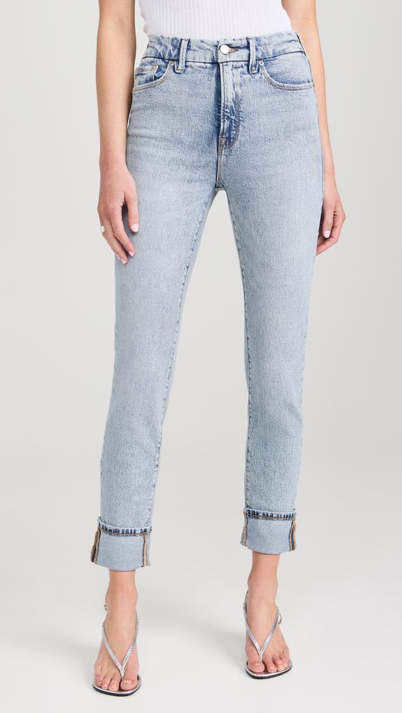 Good American Good Classic Cuffed Jeans