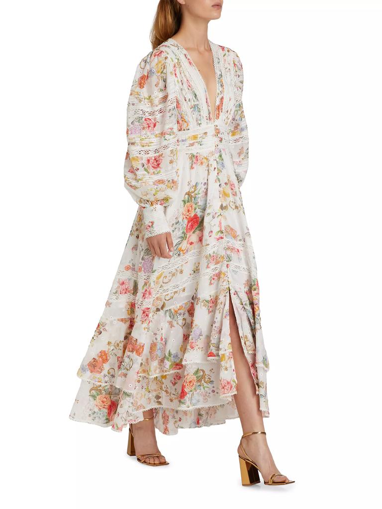 Camilla Floral Lace-Insert Maxi-Dress