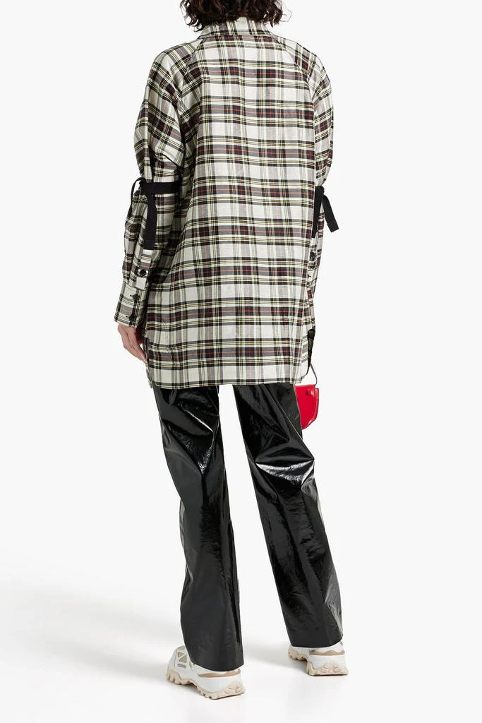 Ganni Checked linen and silk-blend shirt 3