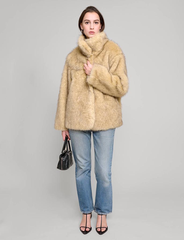 Pixie Market Beige Faux Fur Jacket