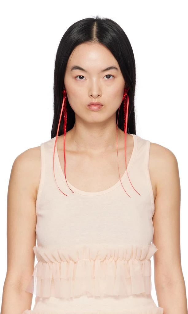 Simone Rocha Red Bow Ribbon Drip Earrings 3