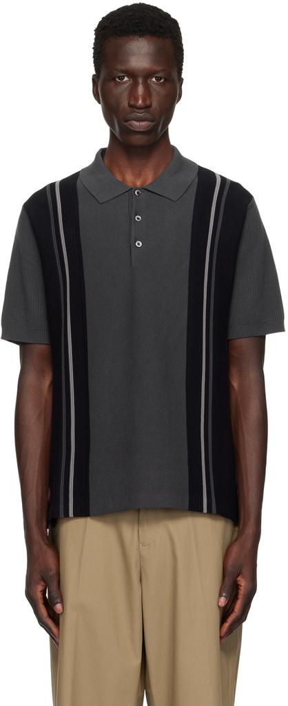 BEAMS PLUS Black & Gray Stripe Polo