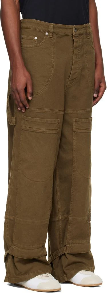 Off-White Khaki Gothic Drill Relaxed Trousers 2
