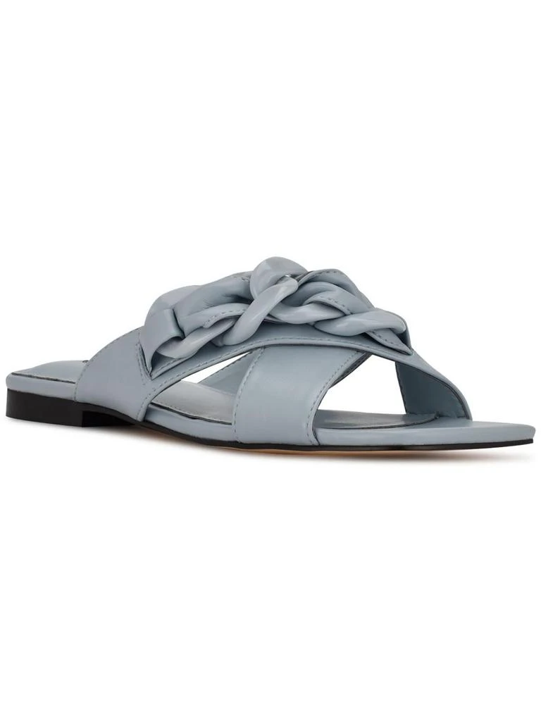 Nine West Misty Womens Faux Leather Open Toe Slide Sandals 5