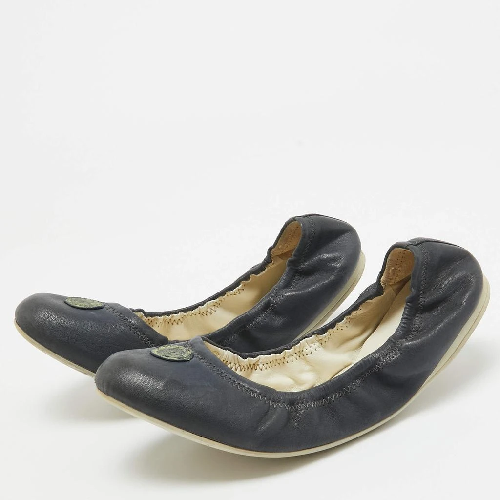 Prada Prada Navy Blue Leather Scrunch Ballet Flats Size 38.5 2