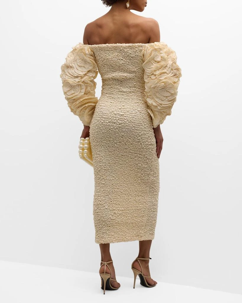 Mara Hoffman Luna Ruffle-Appliqué Smocked Bodycon Midi Dress 6