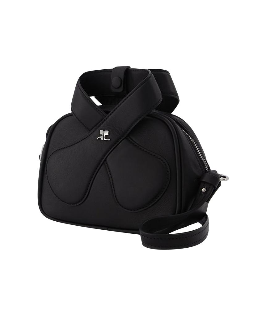 Courrèges Leather Loop Baguette Bag in black leather