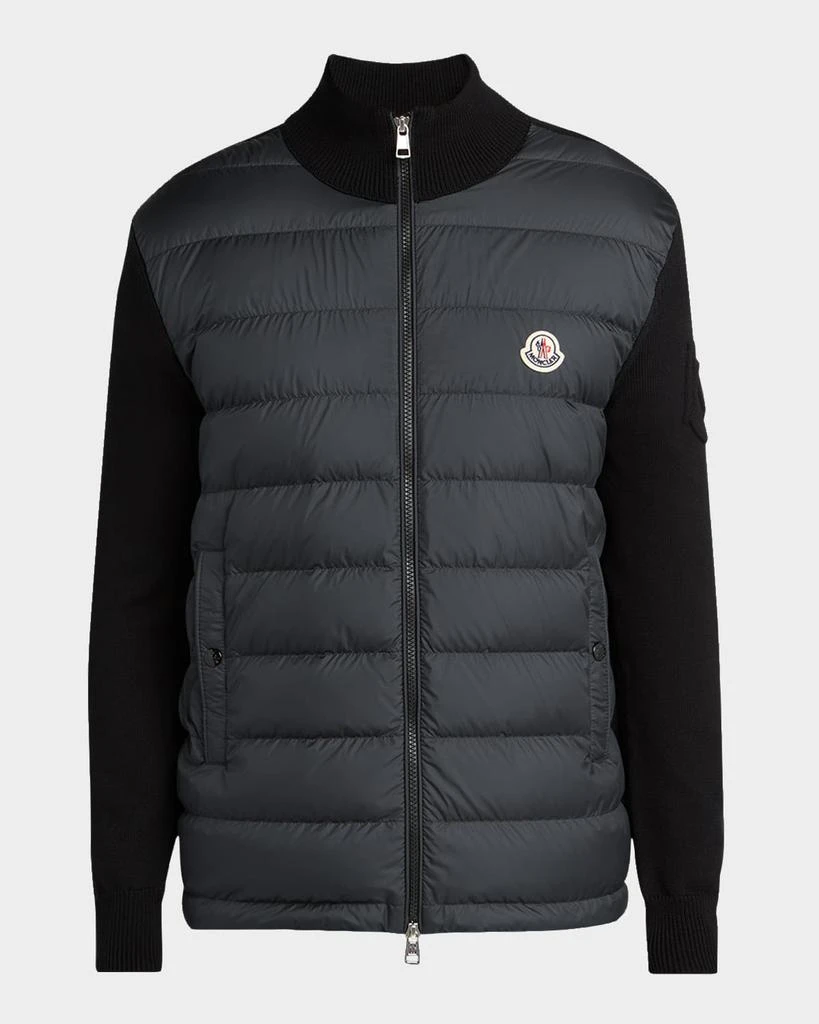 Moncler Men
s Quilted Knit Hybrid Full-Zip Cardigan