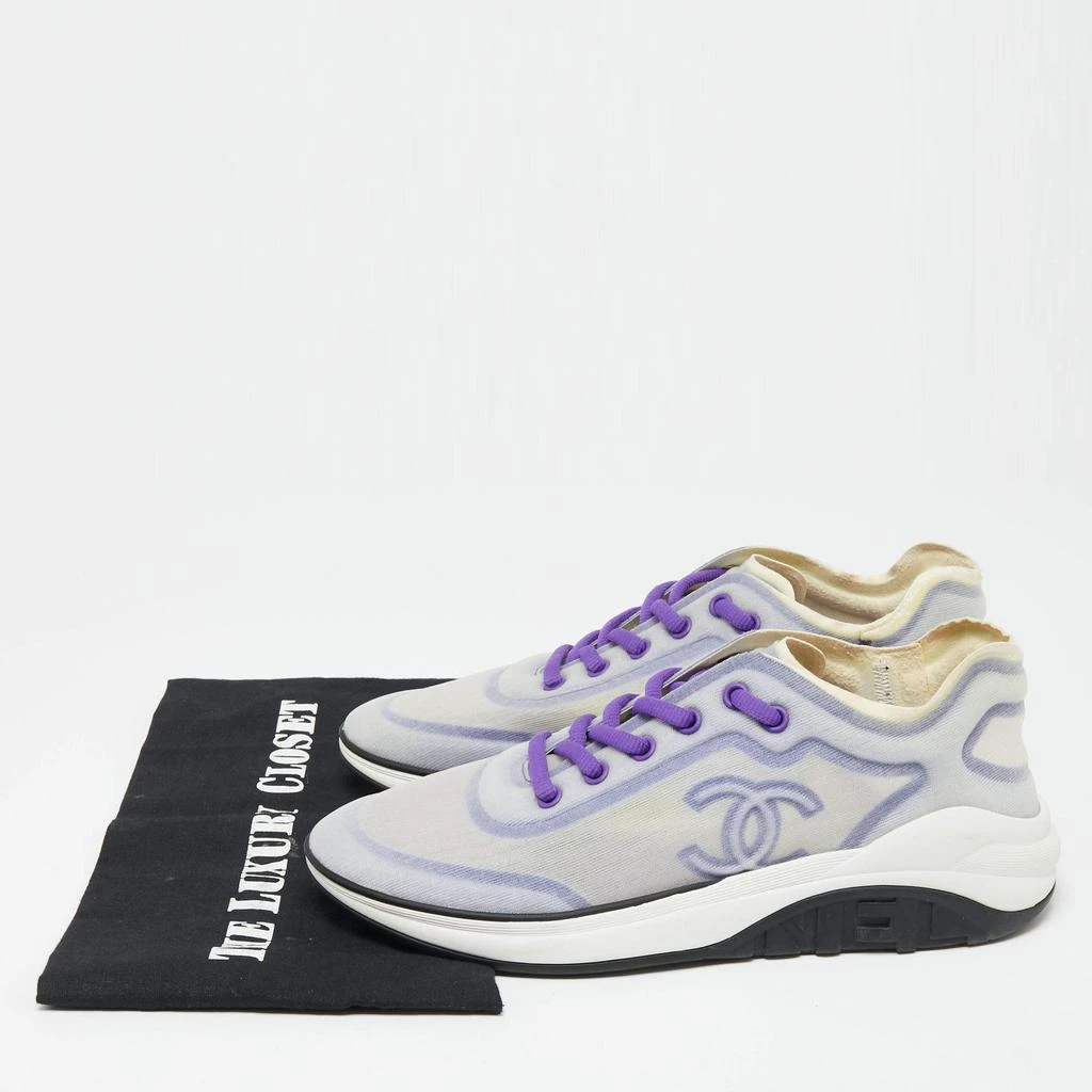 Chanel Chanel Purple/White Net And Fabric Lyrca Logo Trainers Sneakers Size 39 9