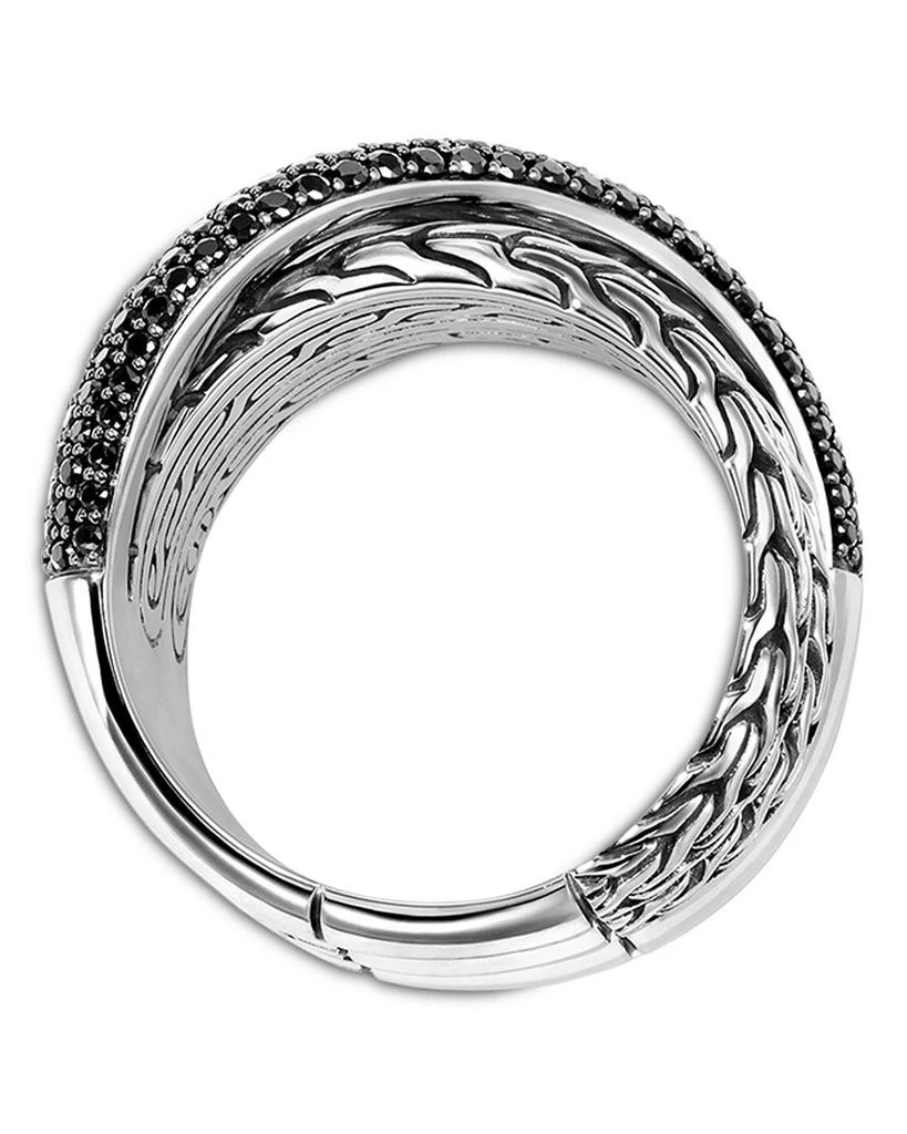 John Hardy JH Essentials Sterling Silver Black Sapphire Pavé Crossover Ring 5