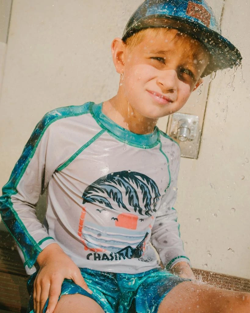 Deux par Deux Swim Trunks Blue Waves Print 2