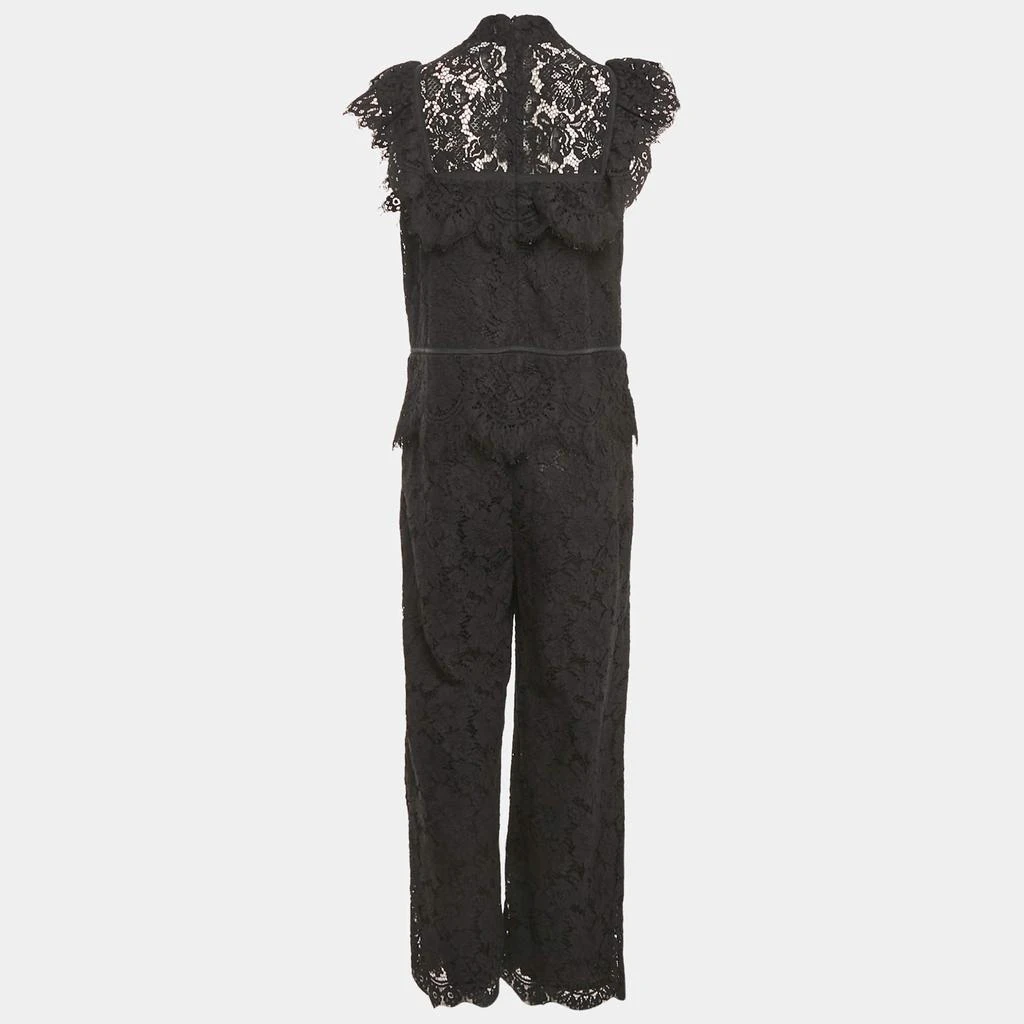 Ganni Ganni Black Corded Lace Ruffled Jumpsuit S 2