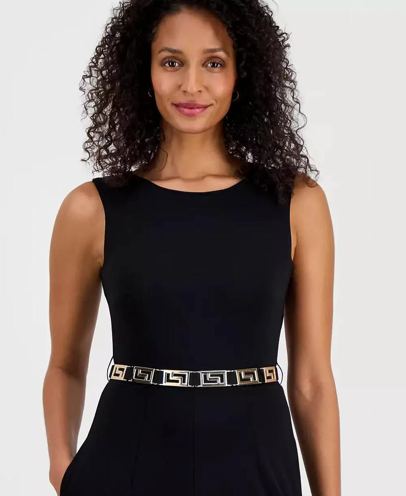 Robbie Bee Women's Belted Sleeveless Crepe Jumpsuit 5