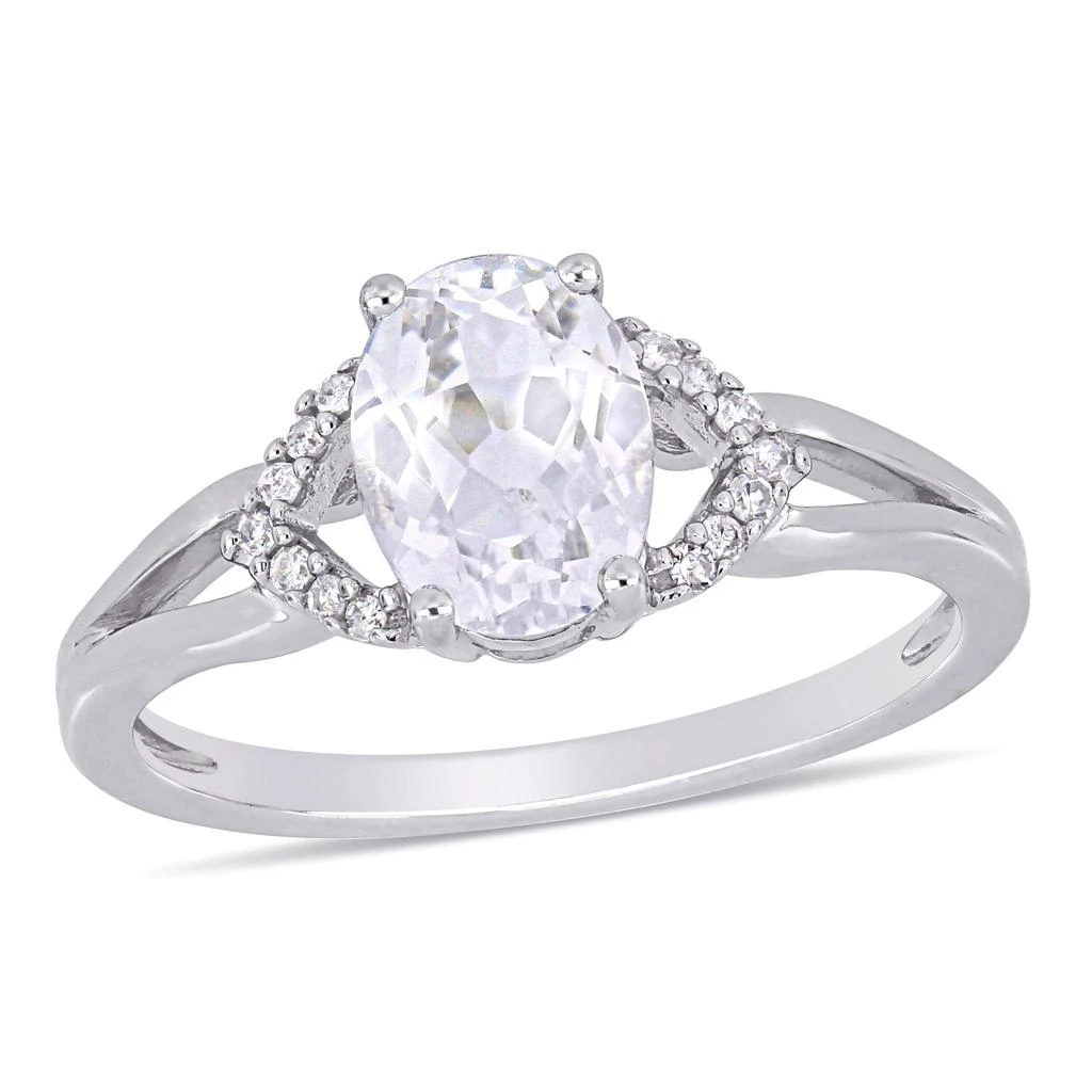 Mimi & Max 2ct TGW Created White Sapphire Diamond Accent Engagement Ring 10k White Gold 1