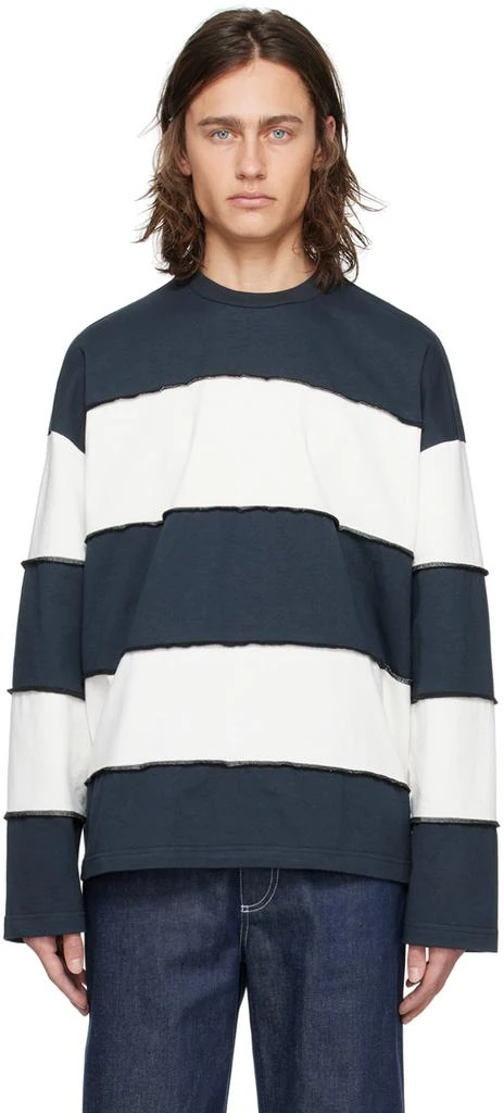 SUNNEI Navy & White Striped Long Sleeve T-Shirt 1