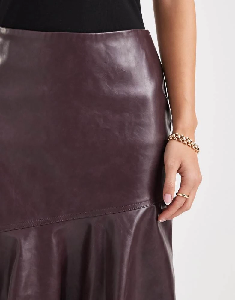 French Connection French Connection PU fluted midi skirt in plum 5