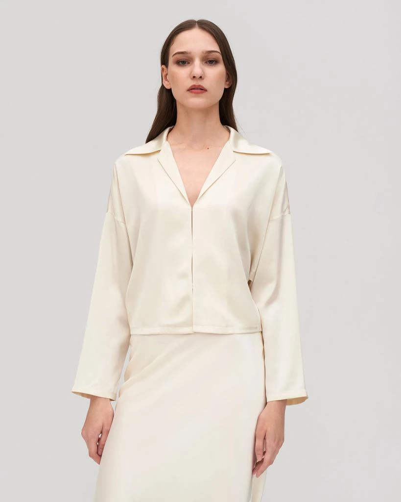 LILYSILK Retro Batwing Silk Osmanthus Shirt for Women 2