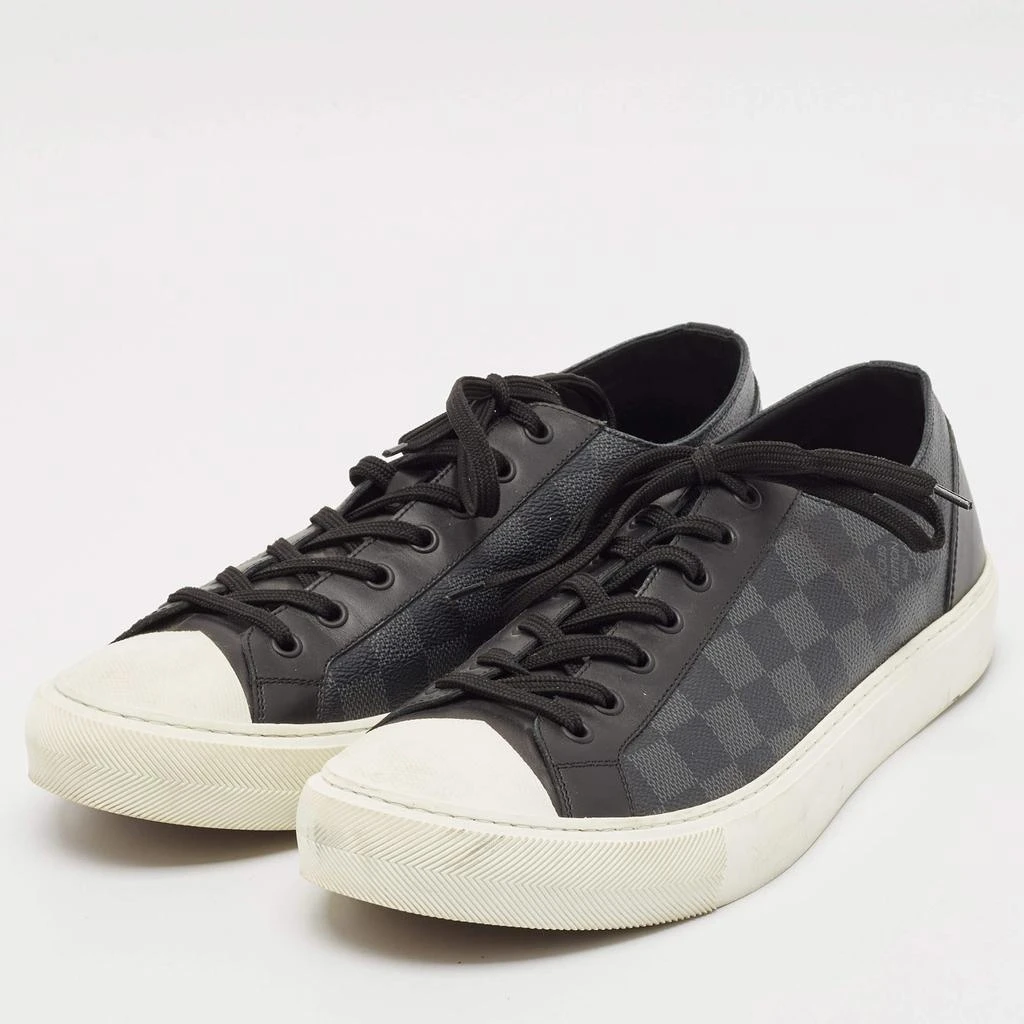 Louis Vuitton Louis Vuitton Black Damiere Canvas and Leather Low Top Sneakers Size 43.5 2