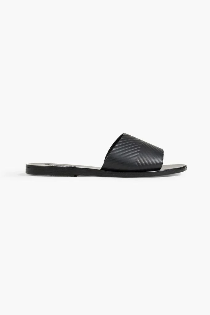 ANCIENT GREEK SANDALS Doukani embossed leather slides 1