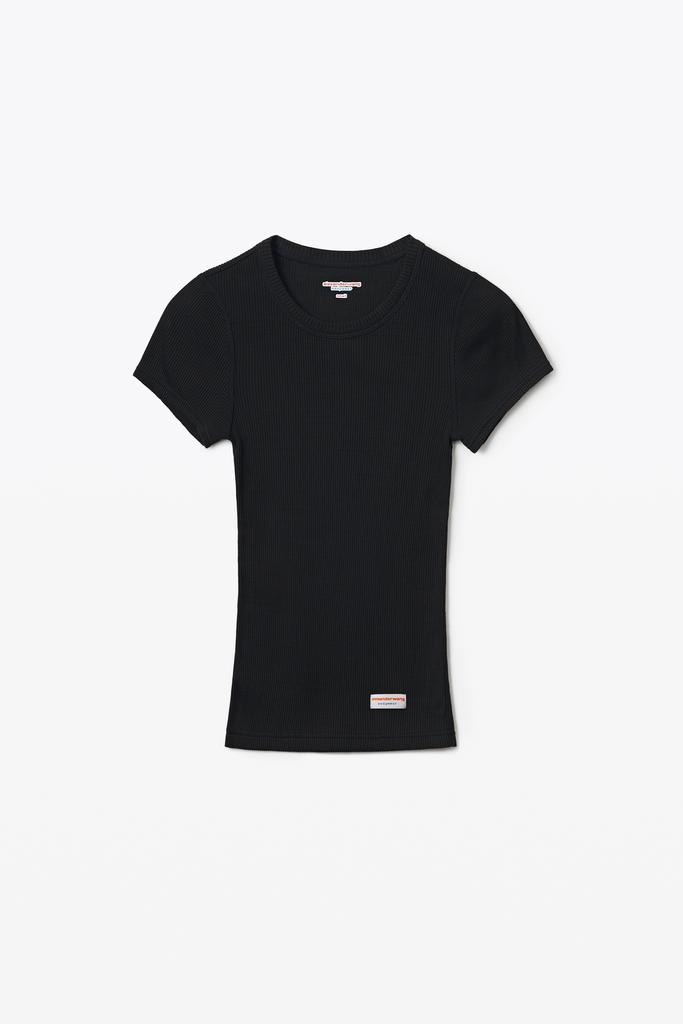 Alexander Wang Short-Sleeve Tee in Ribbed Cotton Jersey