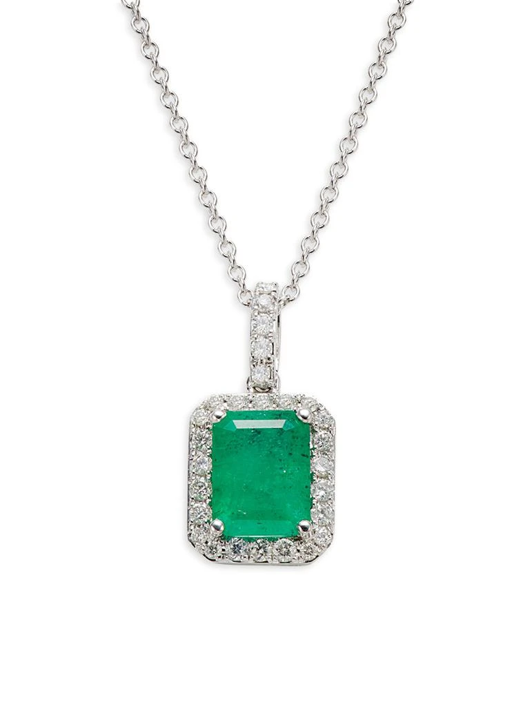 Effy 14K White Gold, 0.23 TCW Diamond
Emerald Pendant Necklace