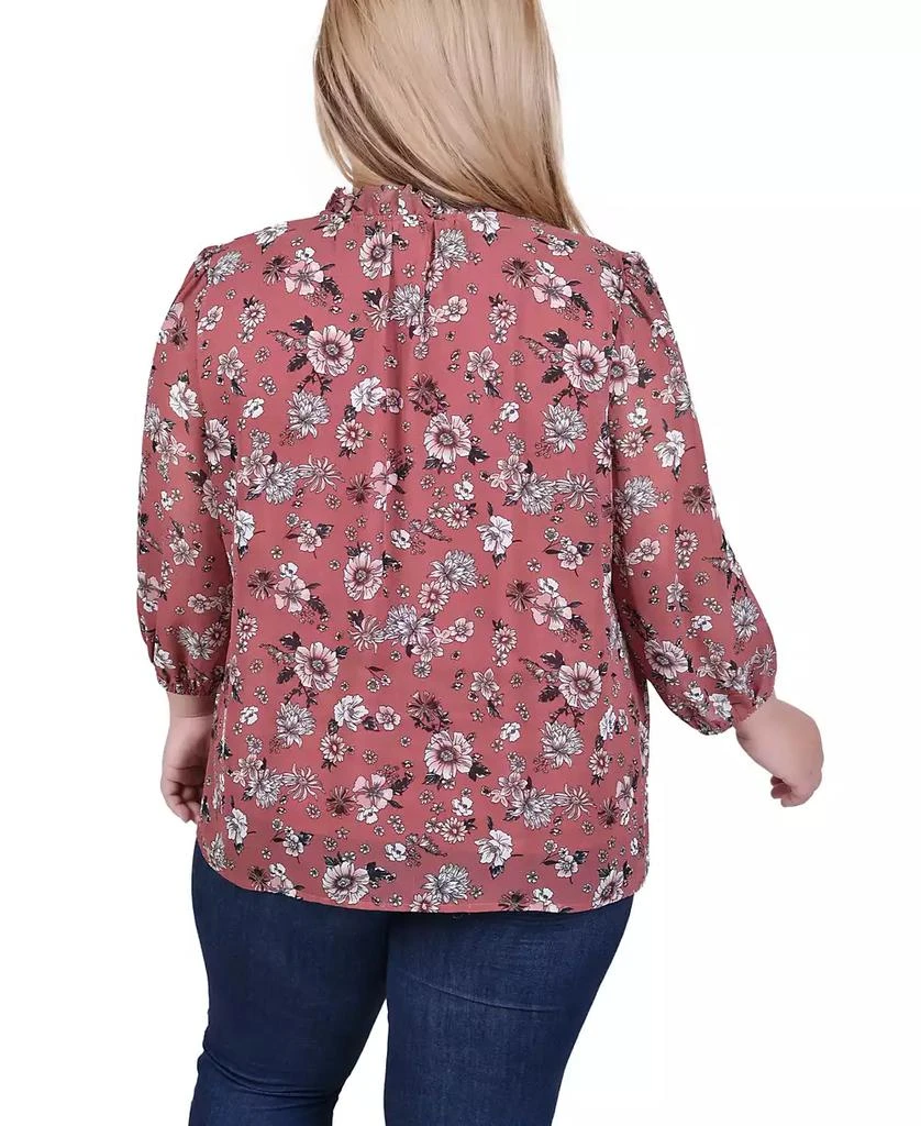 NY Collection Plus Size 3/4 Sleeve Chiffon Blouse 2