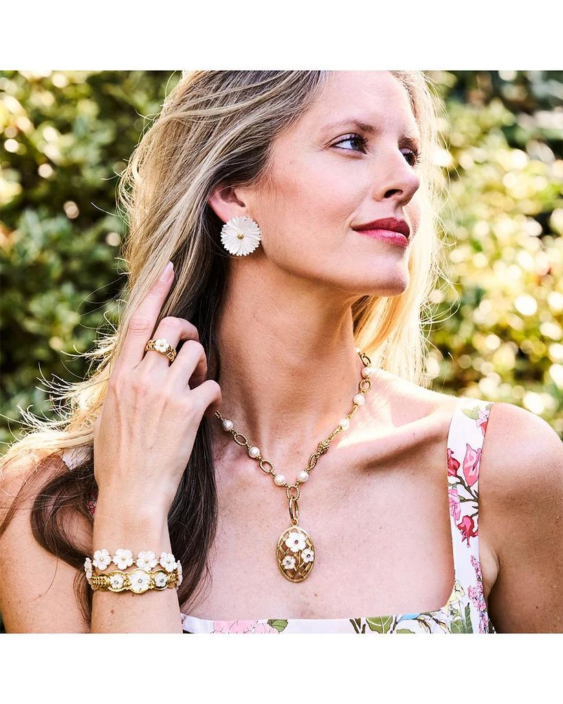 Capucine De Wulf Mermaid Garden Mother Of Pearl Flower Flex Bracelet in 18K Gold Plated 6