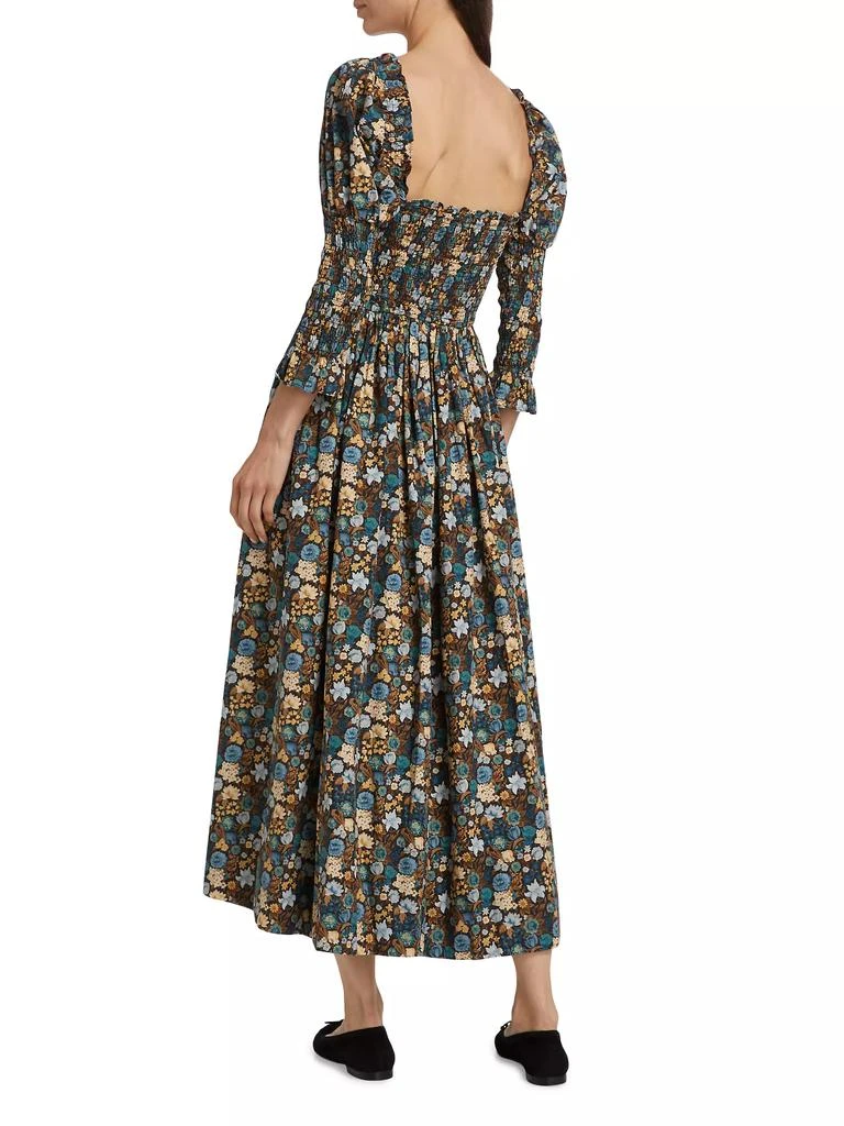 DÔEN Bijou Floral Cotton Smocked Midi-Dress 5