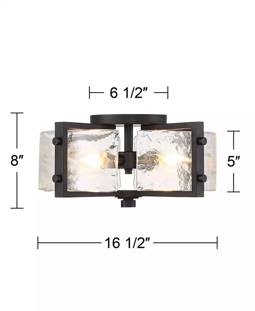 Possini Euro Design Adri Modern Ceiling Light Flush Mount Fixture 4-Light 16.50" Wide Black Metal Curved Textured Glass Panels for Bedroom Kitchen Living Room 2