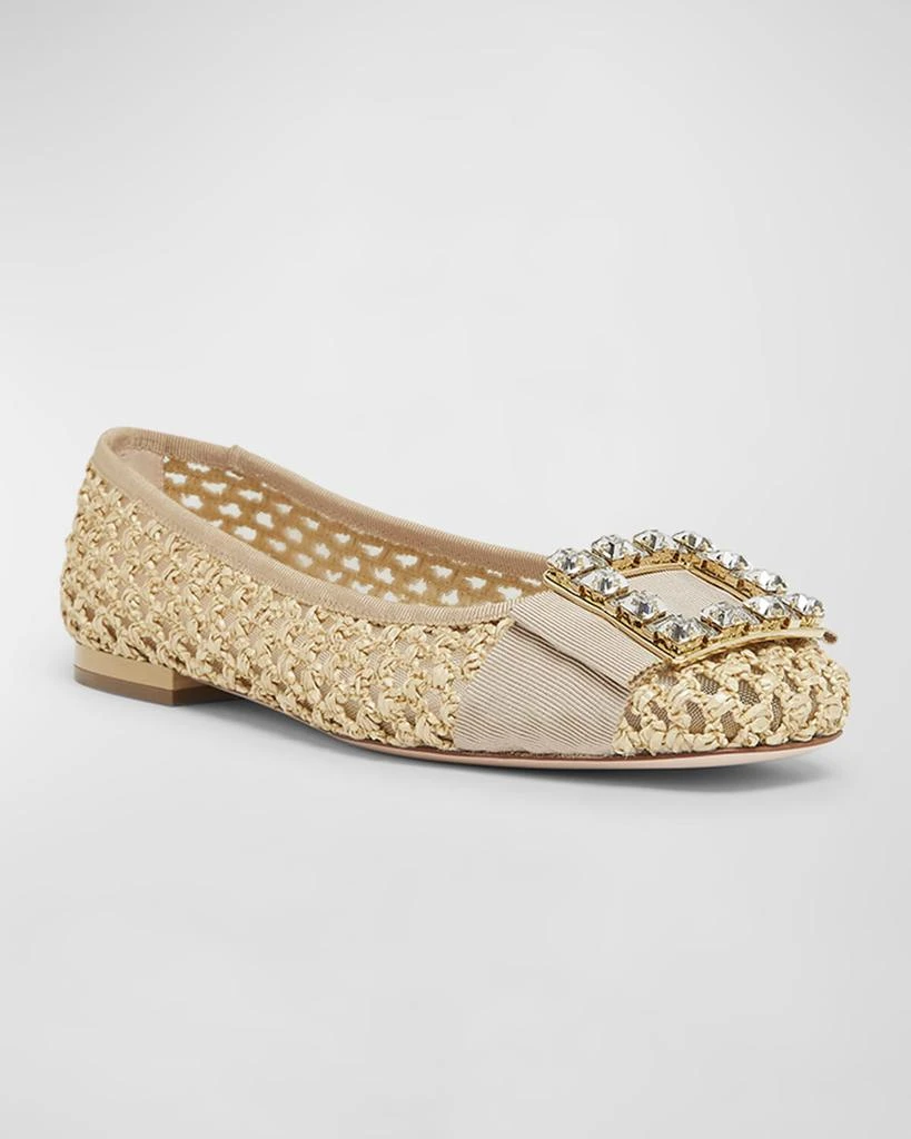 Roger Vivier Tres Vivier Raffia Strass Ballerina Flats 3