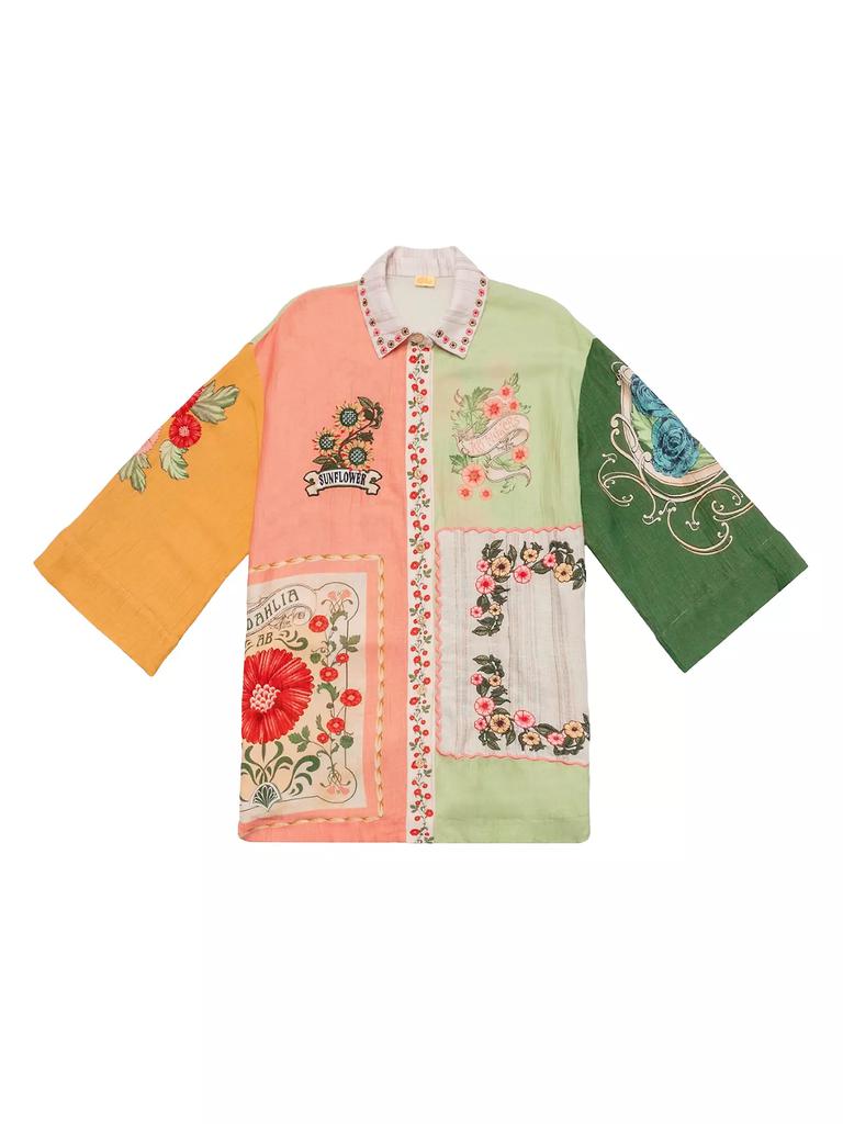 Agua Bendita Riveria Radiance Chrissy Harvest Floral Cotton-Blend Shirt