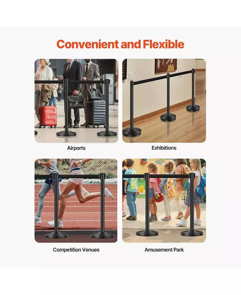 Yescom 6 Piece Crowd Control Stanchion Set with Retractable Belts for Exhibitions 5