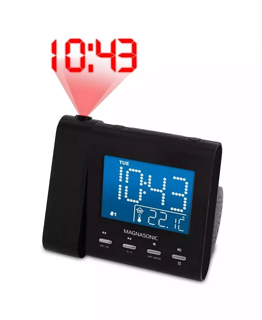 Magnasonic Projection Alarm Clock – AM/FM Radio, Auto Time Set, Dual Alarm, Temp/Date Display, Battery Backup, Bonus Aux Cable 2