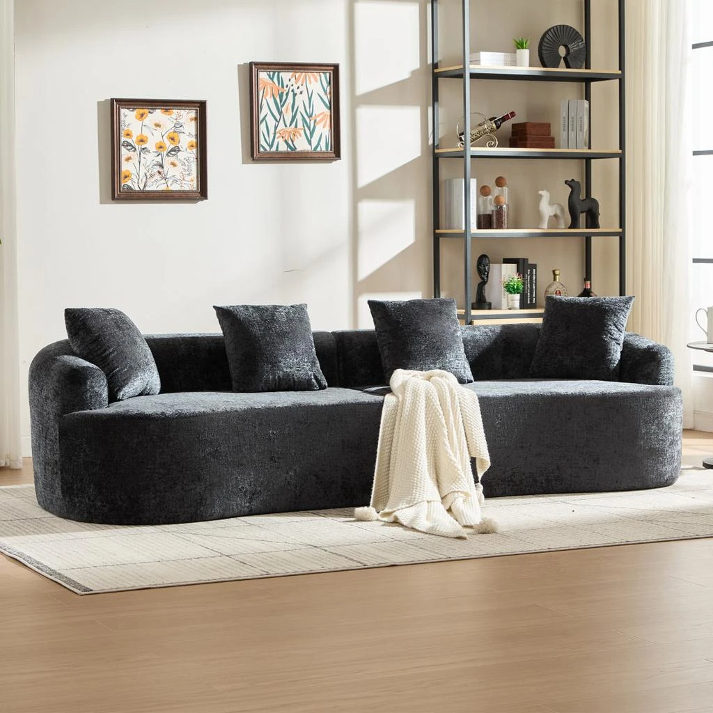 Streamdale Furniture Streamdale Curved Loveseat with 3 Pillows, Deep Seat Couch for Apartment