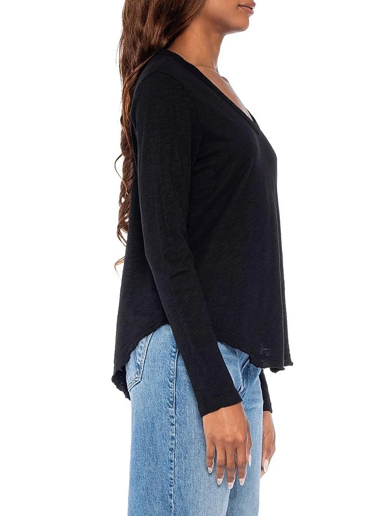 Wilt Long Sleeve V-Neck Raw Hem Shirttail 5