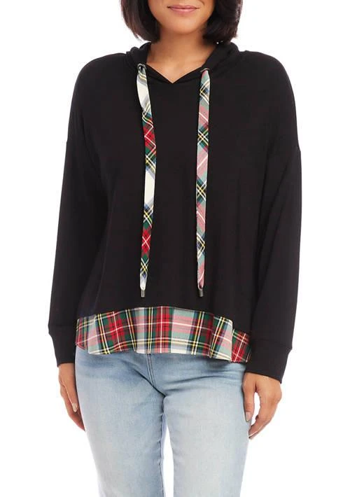 Karen Kane Kane Womens Contrast Hem Hoodie 1